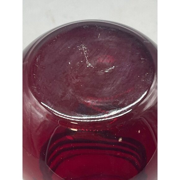 anchor hocking ruby red glass vase clear fluted ring 6.25x3" READ - Picture 5 of 8